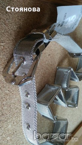 Стилен сребрист колан с метална плетена нишка, снимка 1 - Колани - 20903952