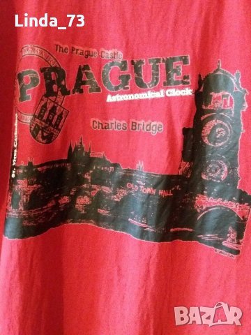 Мъж.тениска-"PRAGUE"-/памук+ликра/,цвят-червен. Закупена от Германия., снимка 3 - Тениски - 21859368