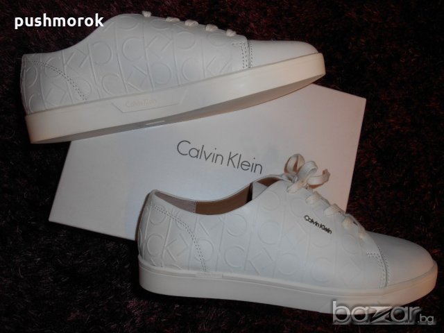 Calvin Klein Women's Imilia Nappa Leather Low-Top Sneakers, White , снимка 5 - Дамски ежедневни обувки - 19446914