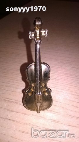 Мини ретро колекция-контрабас-бронз/месинг-7х3х2см-внос швеицария, снимка 2 - Антикварни и старинни предмети - 17528257