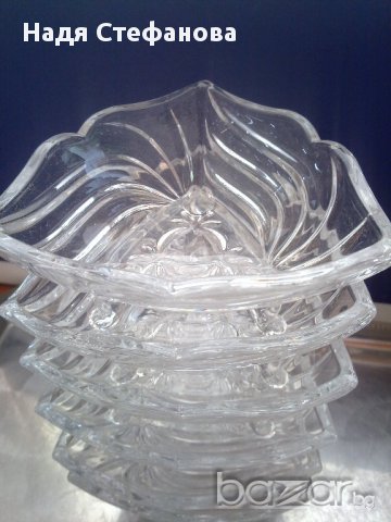6 бр кристални купички за ядки на крачета, снимка 3 - Сервизи - 14784635
