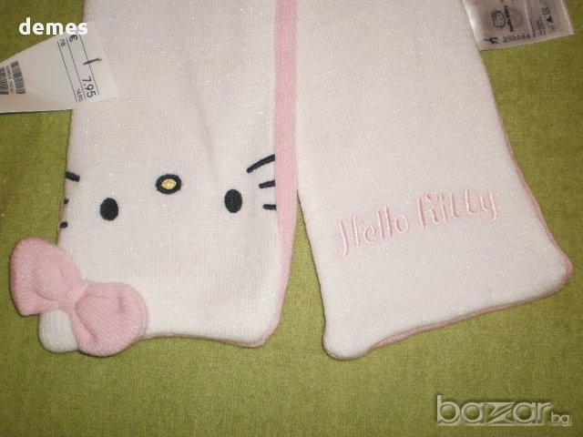 Детско шалче Hello Kitty в розово и бяло, снимка 2 - Шапки, шалове и ръкавици - 8586089