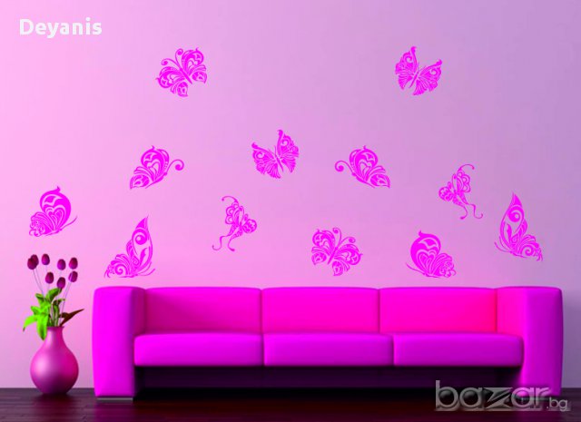 стикер за стена ПЕПЕРУДИ РАЗБЪРКАНИ 12 бр., снимка 3 - Декорация за дома - 17578606