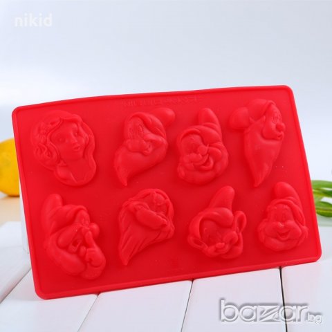 Снежанка и седемте джуджета Голям силиконов молд форма украса торта фондан шоколад гипс декорация, снимка 2 - Форми - 19171296