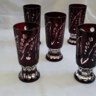 Кристални чаши и гарафа червен цветен  кристал , снимка 10 - Антикварни и старинни предмети - 17470314