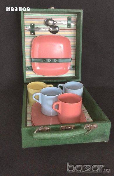 Vintage Melamin стар комплект туристически от 60-те год., снимка 1