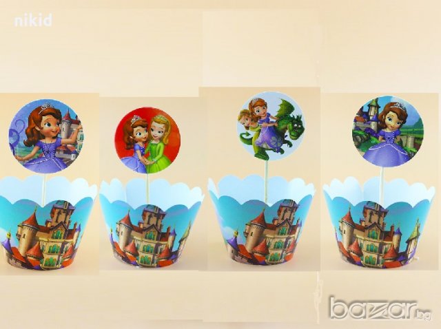 принцеса София Първа и приятели топери и кошнички украса декорация за мъфини кексчета торта и парти