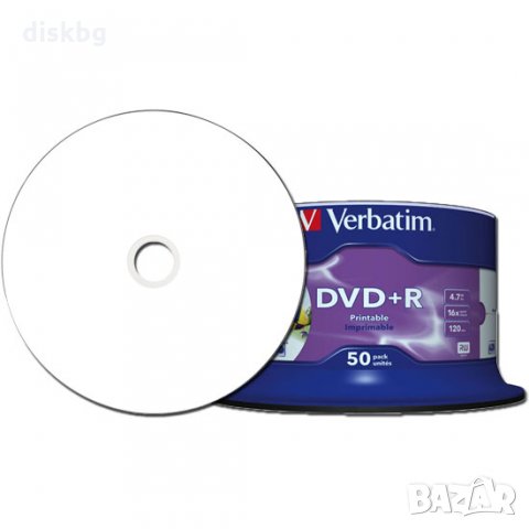 DVD+R 4.7GB full face printable Verbatim - празни дискове 