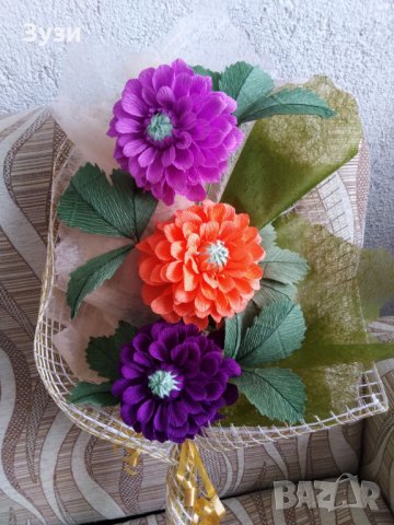Цветя от хартия-далии, снимка 8 - Изкуствени цветя - 25247625
