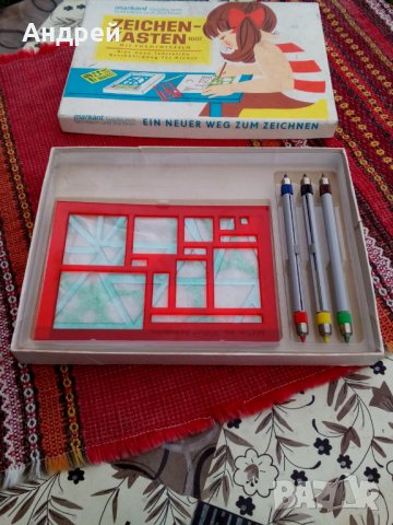 Стар детски чертожен комплект, снимка 2 - Антикварни и старинни предмети - 25547237