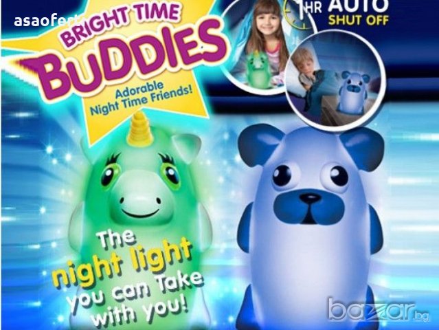 Нощна лампа за гушкане Bright Time Buddies -ЕДНОРОГ , снимка 2 - Рисуване и оцветяване - 20112658