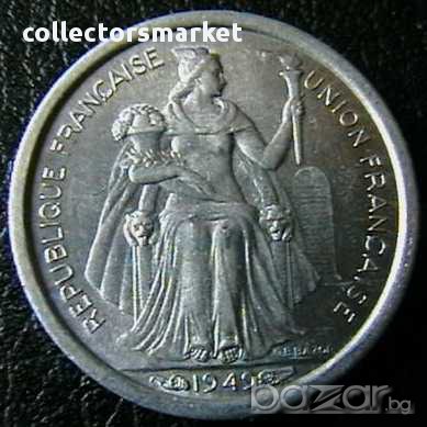 50 центими 1949, Нова Каледония, снимка 2 - Нумизматика и бонистика - 12338355