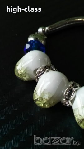 Разпродажба Ръчно правена гривна Индия порцелан и кристали, снимка 4 - Гривни - 19097907