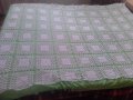 Покривало за легло-ръчно плетено на квадрати, снимка 9