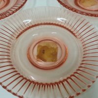  антикварен сервиз чинии розово стъкло 53г, снимка 7 - Антикварни и старинни предмети - 22342884