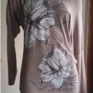 Дамска блуза туника М памук кафява с бели цветя *, снимка 2 - Туники - 16244443