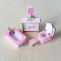 комплект за детска играчка дървена къща обзавеждане за баня тоалетна вана  мивка с шкаф стол в Рисуване и оцветяване в гр. Ямбол - ID18690338 —  Bazar.bg