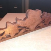 дървена закачалка с дърворезба-внос швеицария-42х13х8см, снимка 18 - Колекции - 20971433