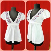 Блуза с бродерия - индийски орнаменти! , снимка 1 - Тениски - 21371363