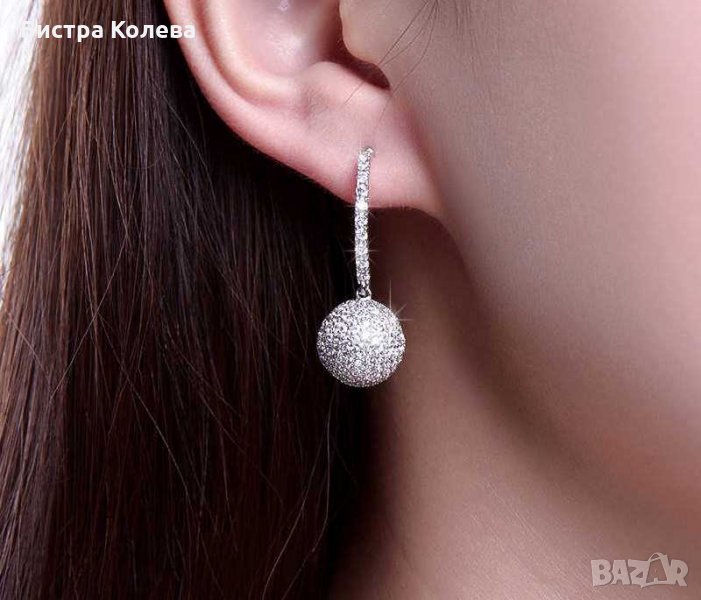 Сребърни обици с цирконий, снимка 1