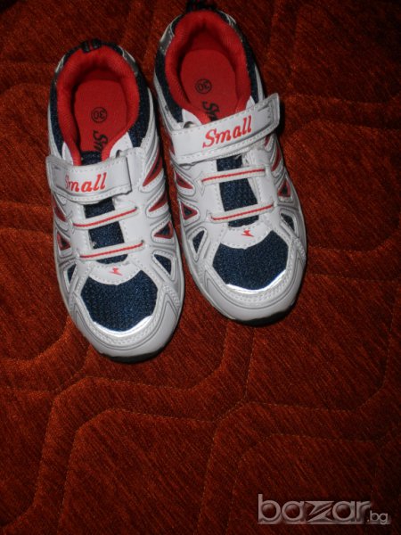 Детски маратонки текстил и изкуствена кожа в тъмно синьо и бяло, за момче, нови, номер 30, НАМАЛЕНИ , снимка 1