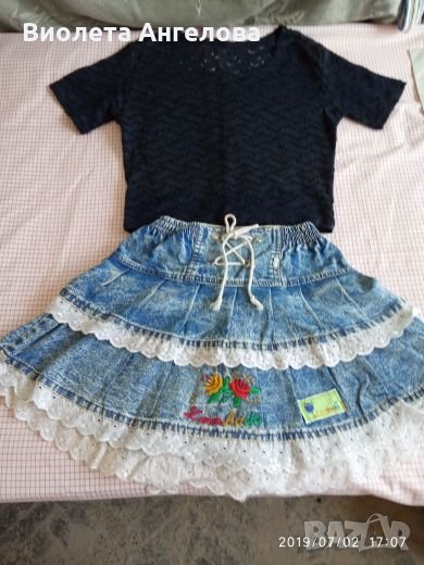 Дънкова поличка и блузка, снимка 1