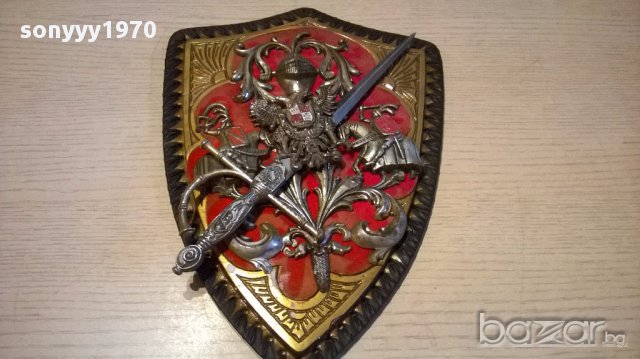 Герб с сабя за стена-30/22см-внос швеицария, снимка 6 - Антикварни и старинни предмети - 13901788
