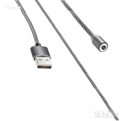 Магнитен кабел 3 в 1 - 3 накрайника: micro USB, type C, Lightning, снимка 3 - USB кабели - 22317751