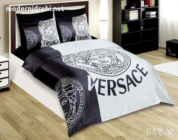 Луксозни Спални Комплекти Versace черно и бяло, снимка 1 - Спално бельо - 23089292