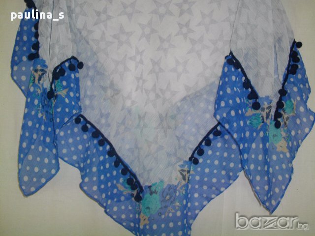 ШАЛ ЗА ВСИЧКИ СЕЗОНИ от копринена органза с декорации / голям шал, снимка 2 - Шалове - 17716298