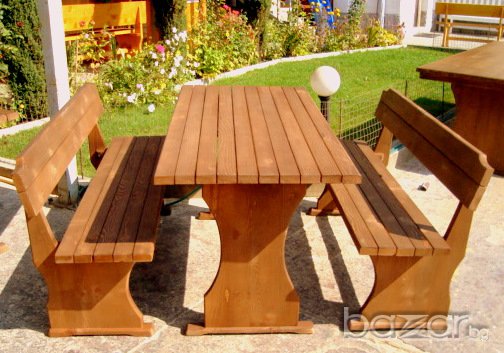 Градински дървени маси и пейки, снимка 5 - Градински мебели, декорация  - 17643457