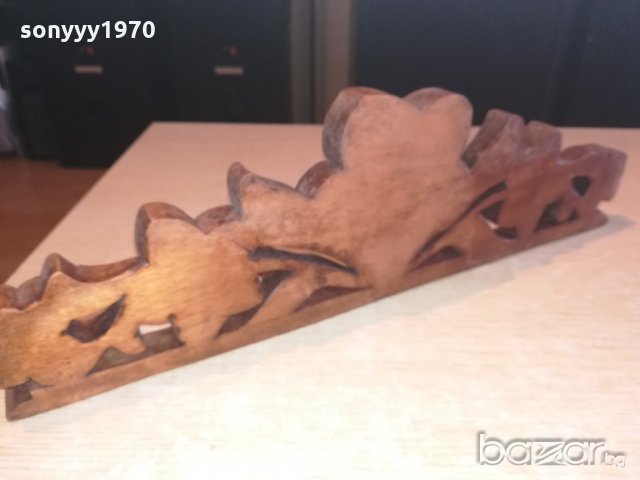 дървена закачалка с дърворезба-внос швеицария-42х13х8см, снимка 18 - Колекции - 20971433