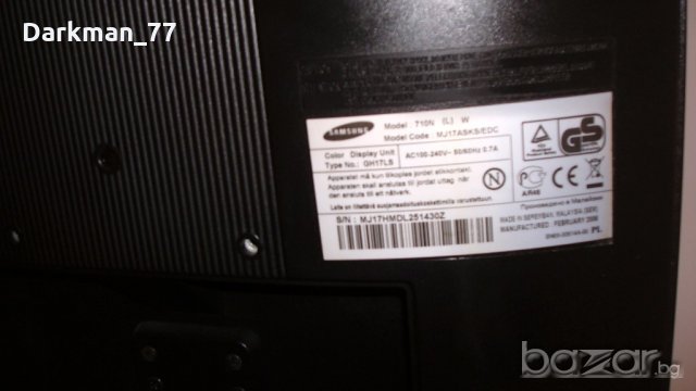 Монитор Samsung SyncMaster 710N, снимка 2 - Монитори - 20088100