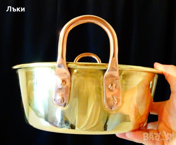 Месингов тиган,месингова тава с медни дръжки 5 л., снимка 5 - Антикварни и старинни предмети - 25586312