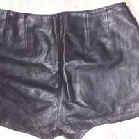 Черни къси гащи естествена кожа, снимка 2 - Къси панталони и бермуди - 23428537