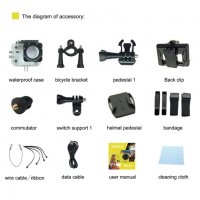 Спортна екшън камера AUSEK 16 MP, 4К, 170 градуса, Wi-Fi, HDMI, Включени аксесоари, снимка 6 - Камери - 24612335