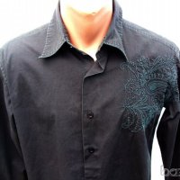 RG 512 ® мъжка риза с бродерия черна Размер M, снимка 3 - Ризи - 23435636