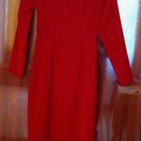 Червена рокля копринено кадифе + подарък, снимка 3 - Рокли - 24157757