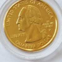 State Quarter GOLDEN PLATED 25 cents RHODE ISLAND 1790 ot 2001, снимка 6 - Нумизматика и бонистика - 19324382