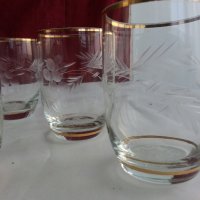 Стъклени чаши гравирани с златен кант , снимка 7 - Антикварни и старинни предмети - 20681508