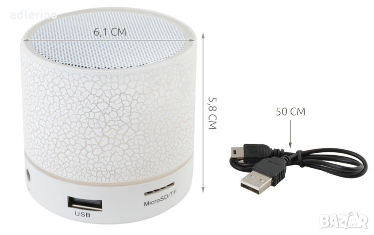 Безжична блутут колонка, wireless, bluetooth тонколона, мини говорител, светеща, снимка 1