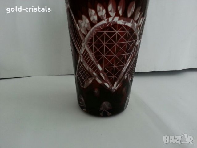 Кристална гарафа и чаши  червен кристал, снимка 4 - Антикварни и старинни предмети - 25547577