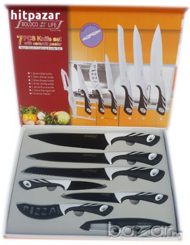 Комплект висококачествени професионални кухненски ножове 7 части, снимка 2 - Прибори за хранене, готвене и сервиране - 15193353