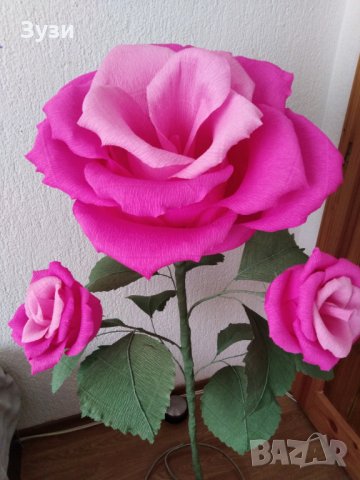 Гигантски рози от хартия, снимка 9 - Изкуствени цветя - 25247297