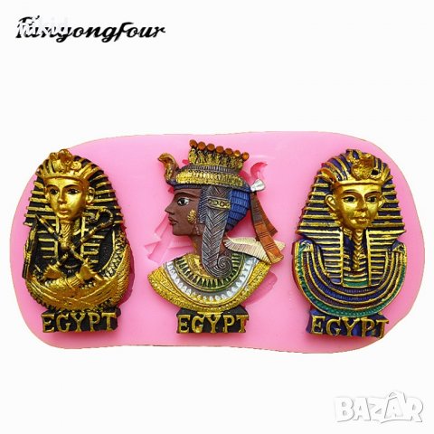 Египет 3 фигури Фараон силиконов молд форма украса декор торта фондан шоколад