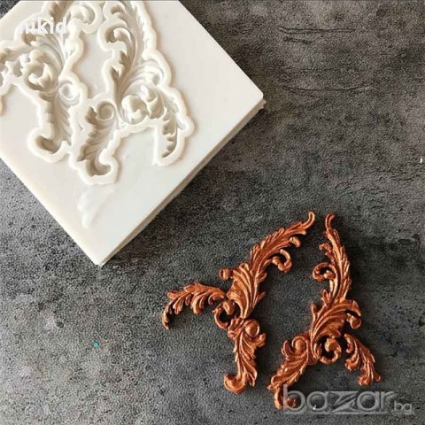 2 орнамента имитация листа силиконов молд форма декорация торта фондан шоколад и др., снимка 1 - Форми - 21437143