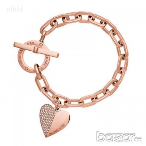 Michael Kors Майкъл Корс Дамска гривна със сърце и диамантчета камъни  в 3 разцветки  реплика, снимка 3 - Гривни - 21136628