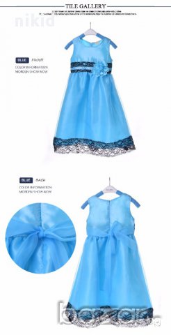 детска рокля в синьо и черно всички размери 100-140, снимка 3 - Детски рокли и поли - 14093096