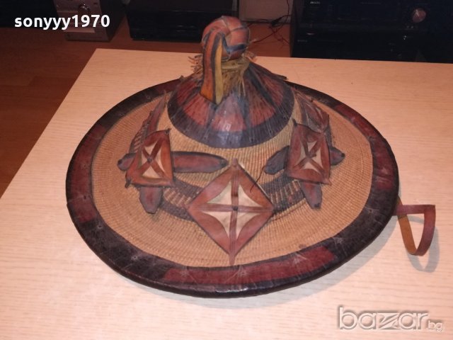 автентична тибетска/монголска шапка-46х22см-внос швеицария, снимка 2 - Колекции - 20285414