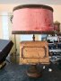 Стара настолна лампа дърво/месинг, снимка 11
